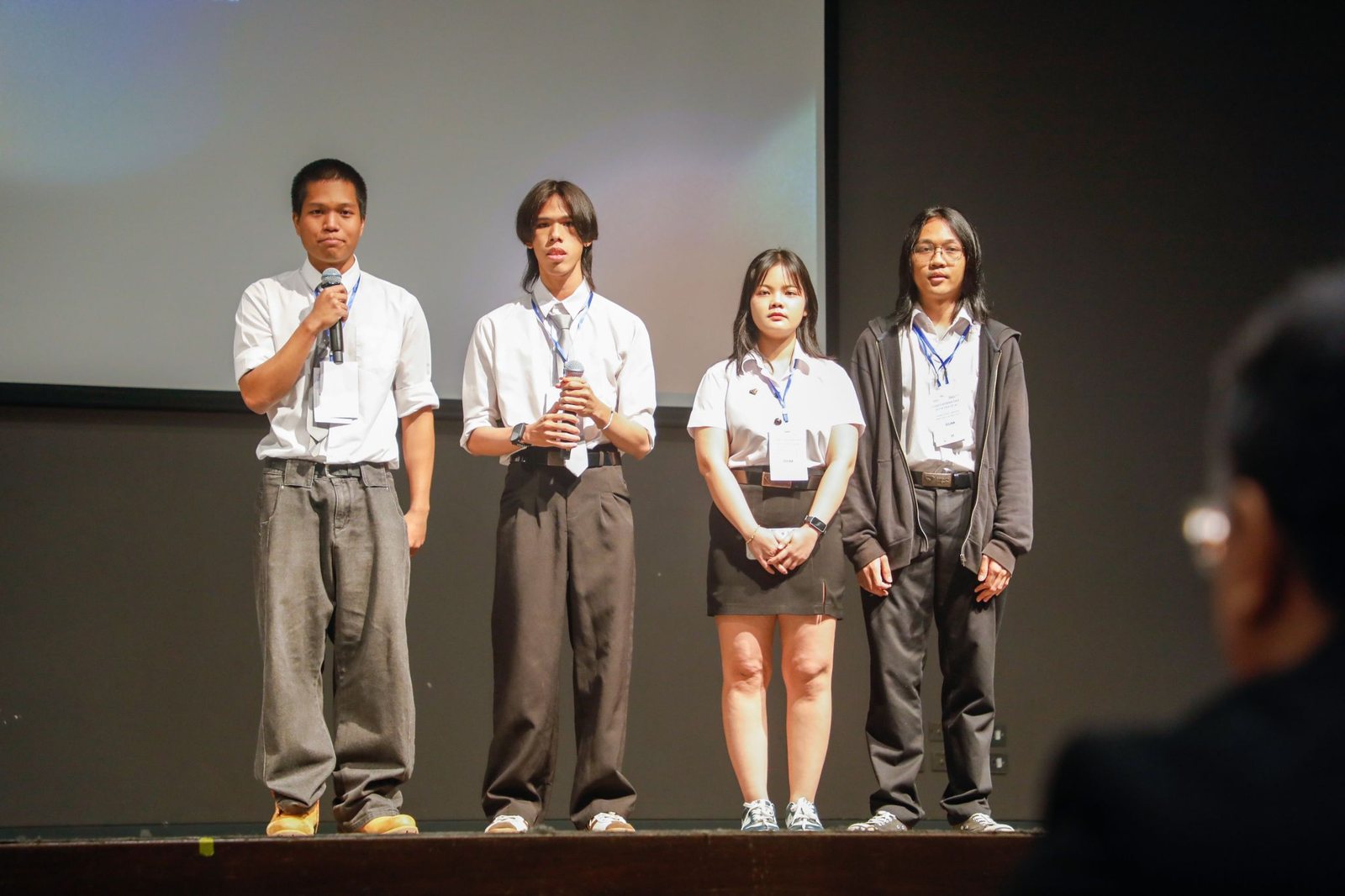 Team answering questions from the judges