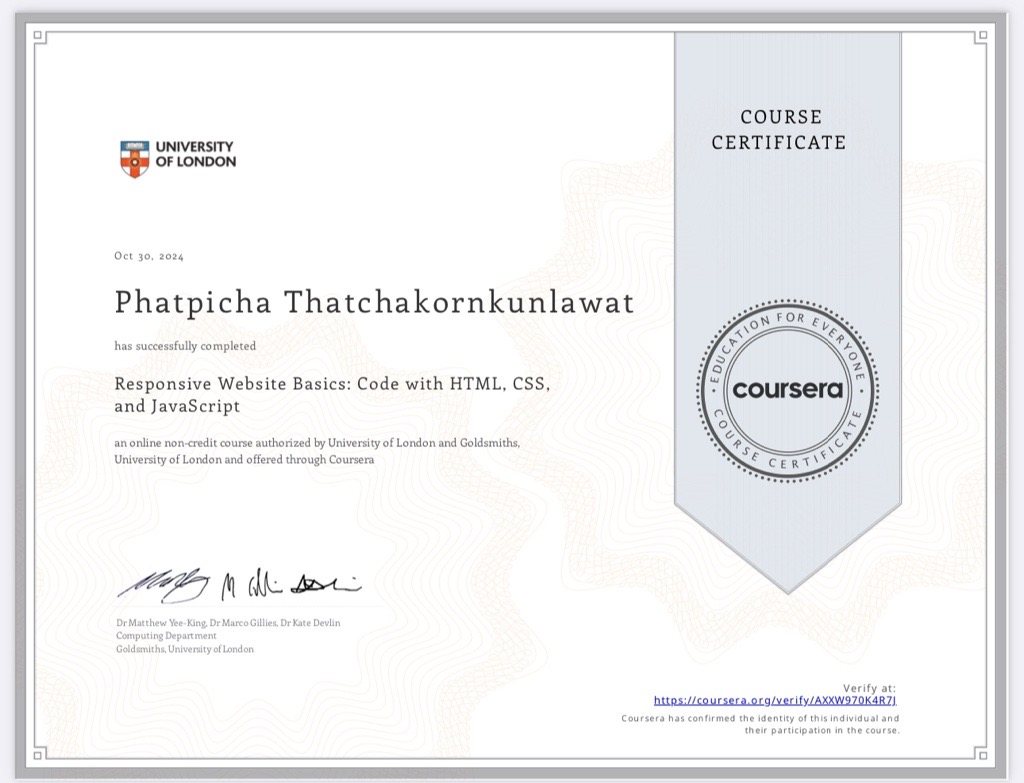 University of London Responsive Website Basics certificate