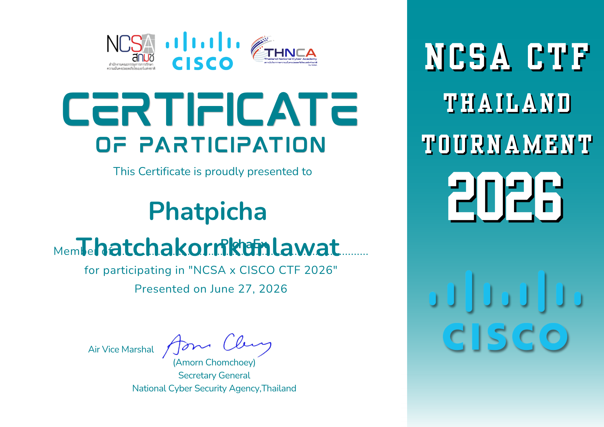 NCSA x CISCO AI CTF 2026 Top 100 result